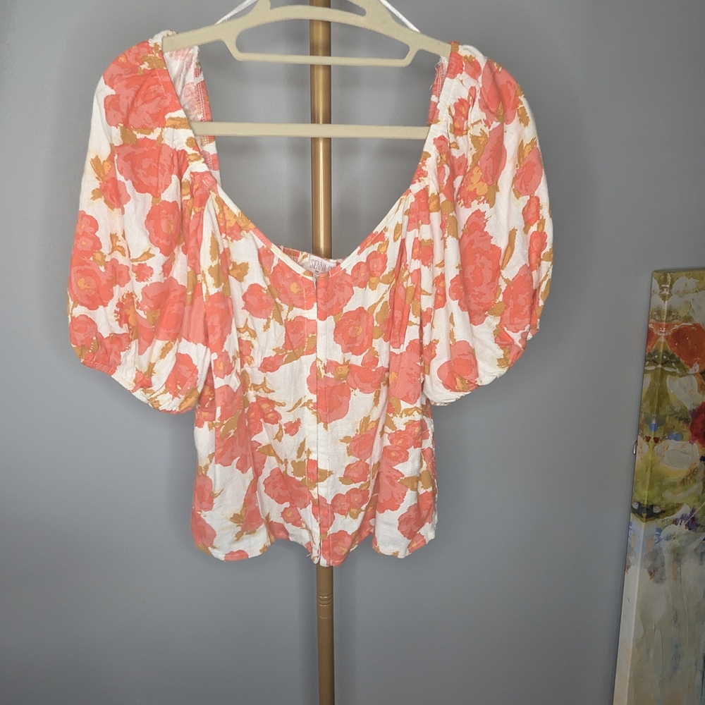Sienna Sky Coral and White Boho Blouse